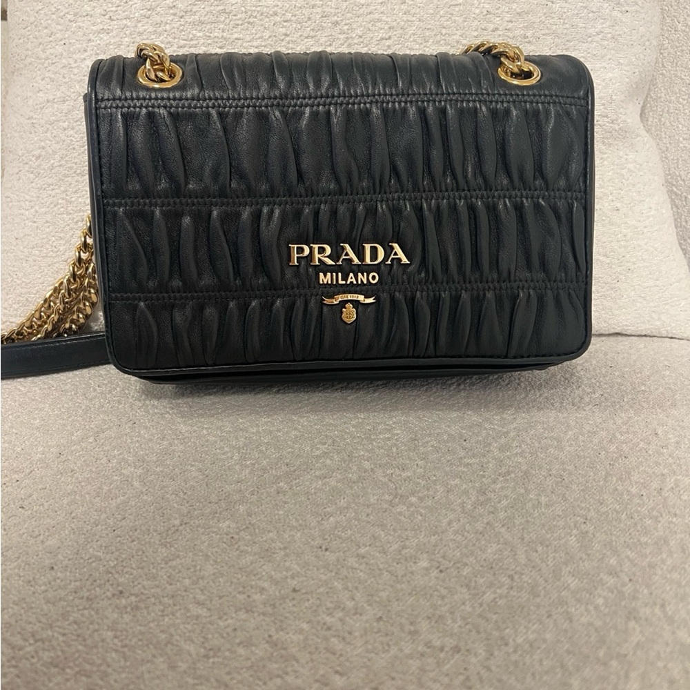 Prada Nappa Gaufre Chain Crossbody Bag (Nero)